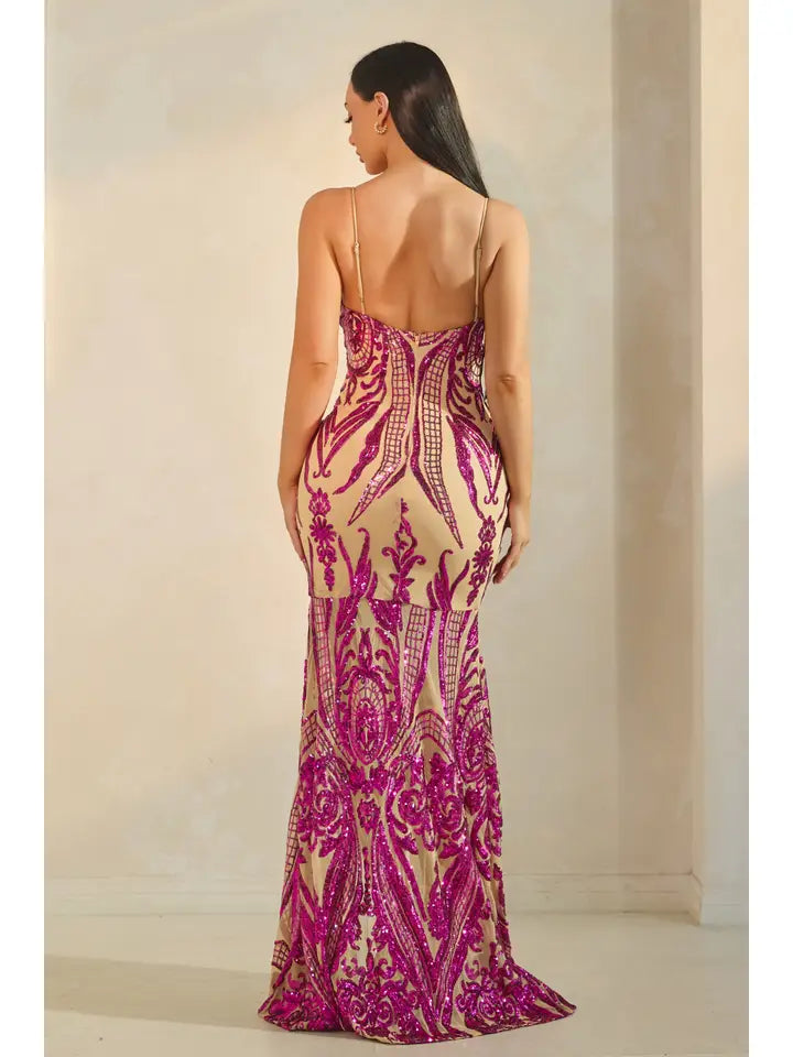 Sequins Pattern Maxi Dress