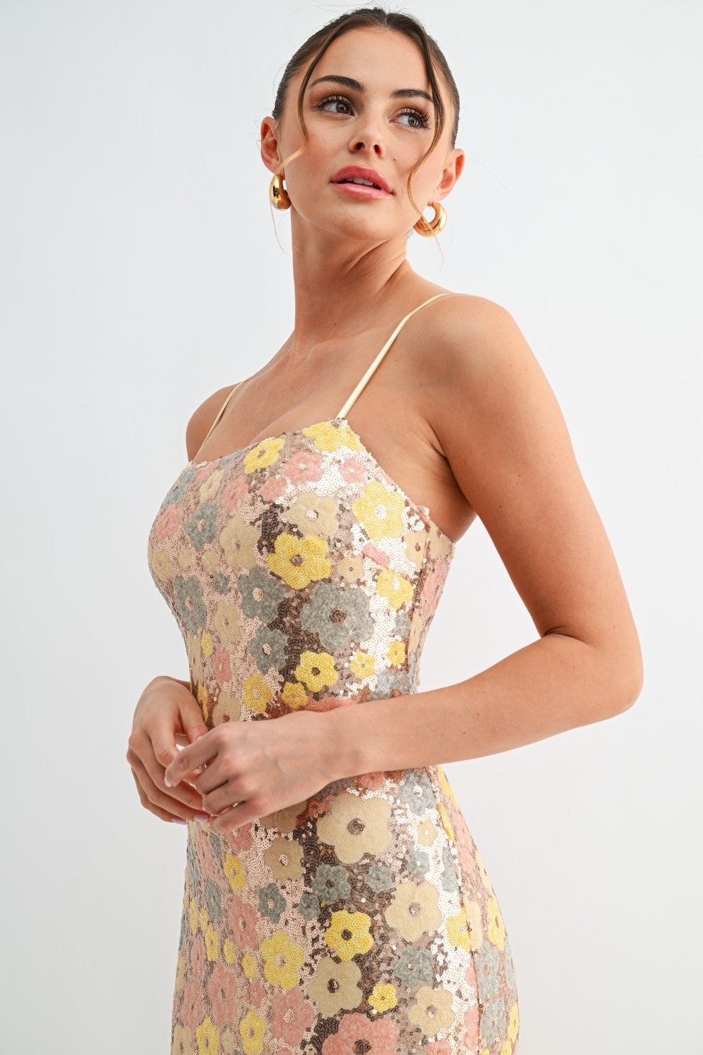 Garden Glow Sequin Midi Dress