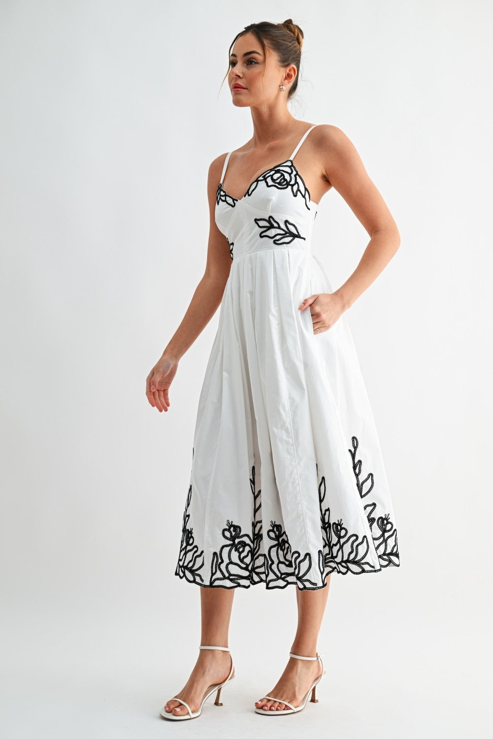 Floral Midi Dress Embroidered Floral Midi Dress