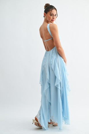 Halter Ruffle Maxi Dress