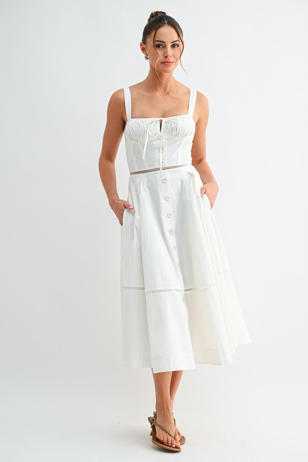 Ivory Corset Midi Dress