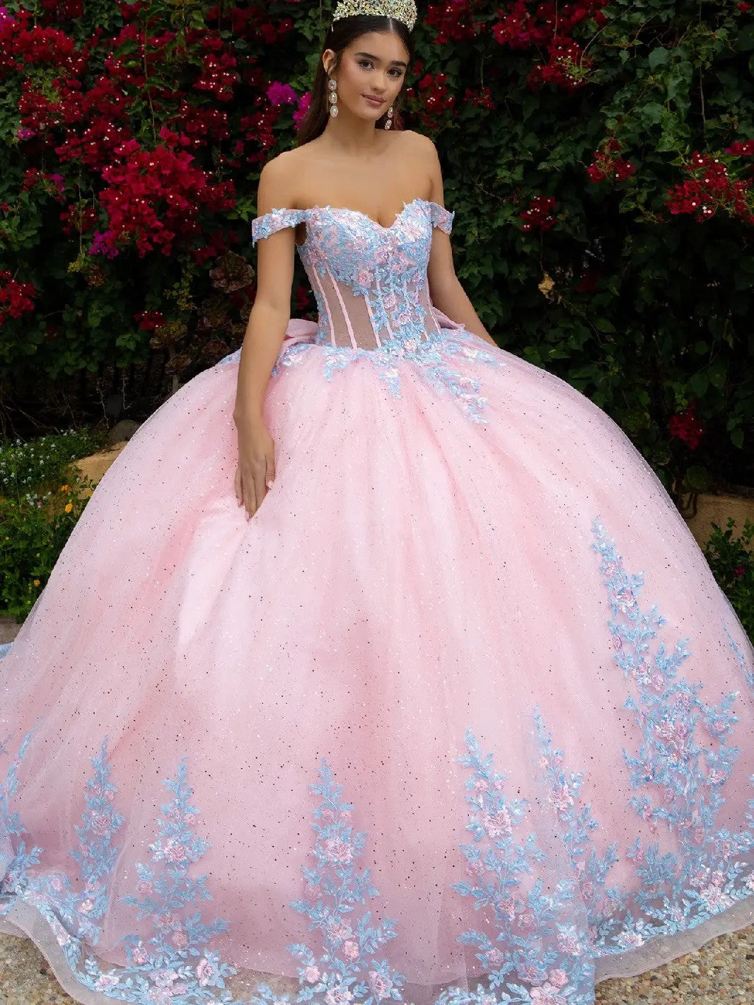 Embellished Detachable Back Bow Dress with Matching Ruffle Zipper Overdress