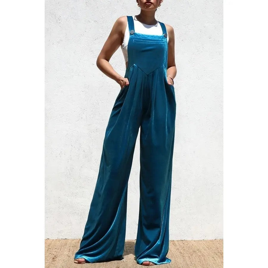 Velvet Luxe Square Neck Overalls