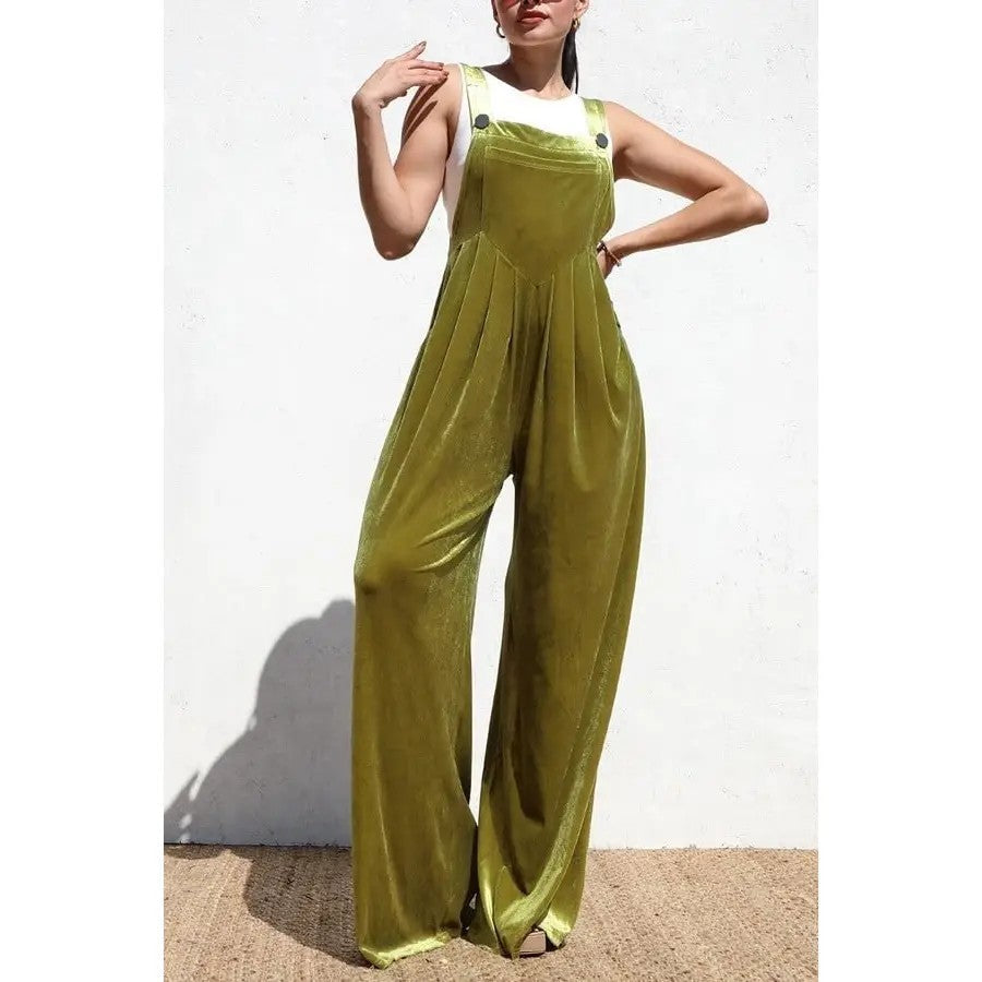 Velvet Luxe Square Neck Overalls