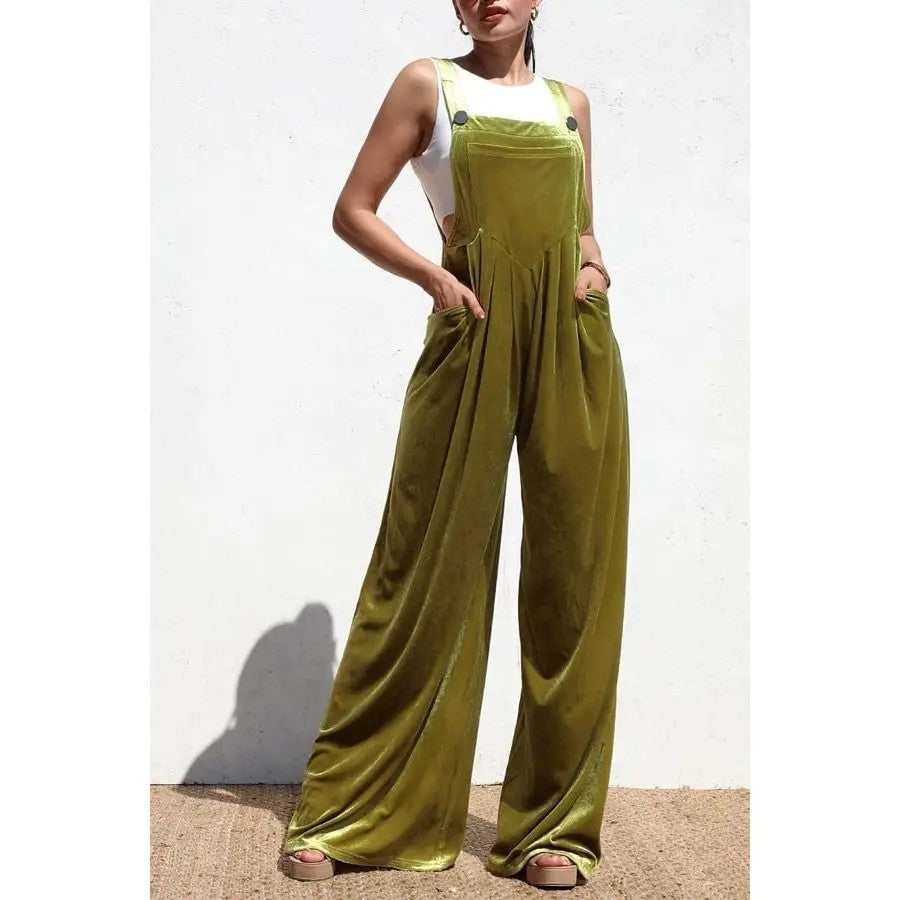 Velvet Luxe Square Neck Overalls