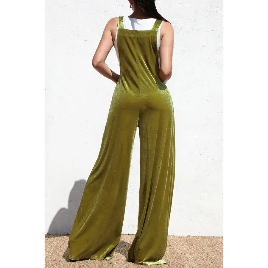 Velvet Luxe Square Neck Overalls
