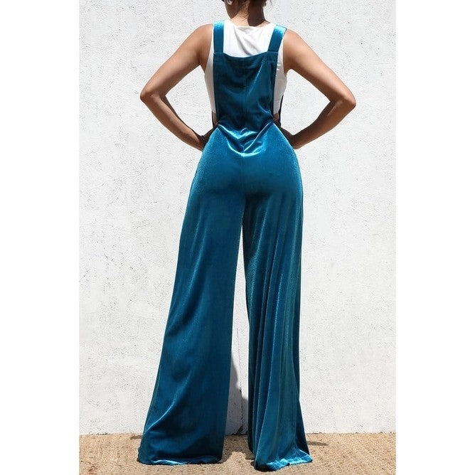 Velvet Luxe Square Neck Overalls