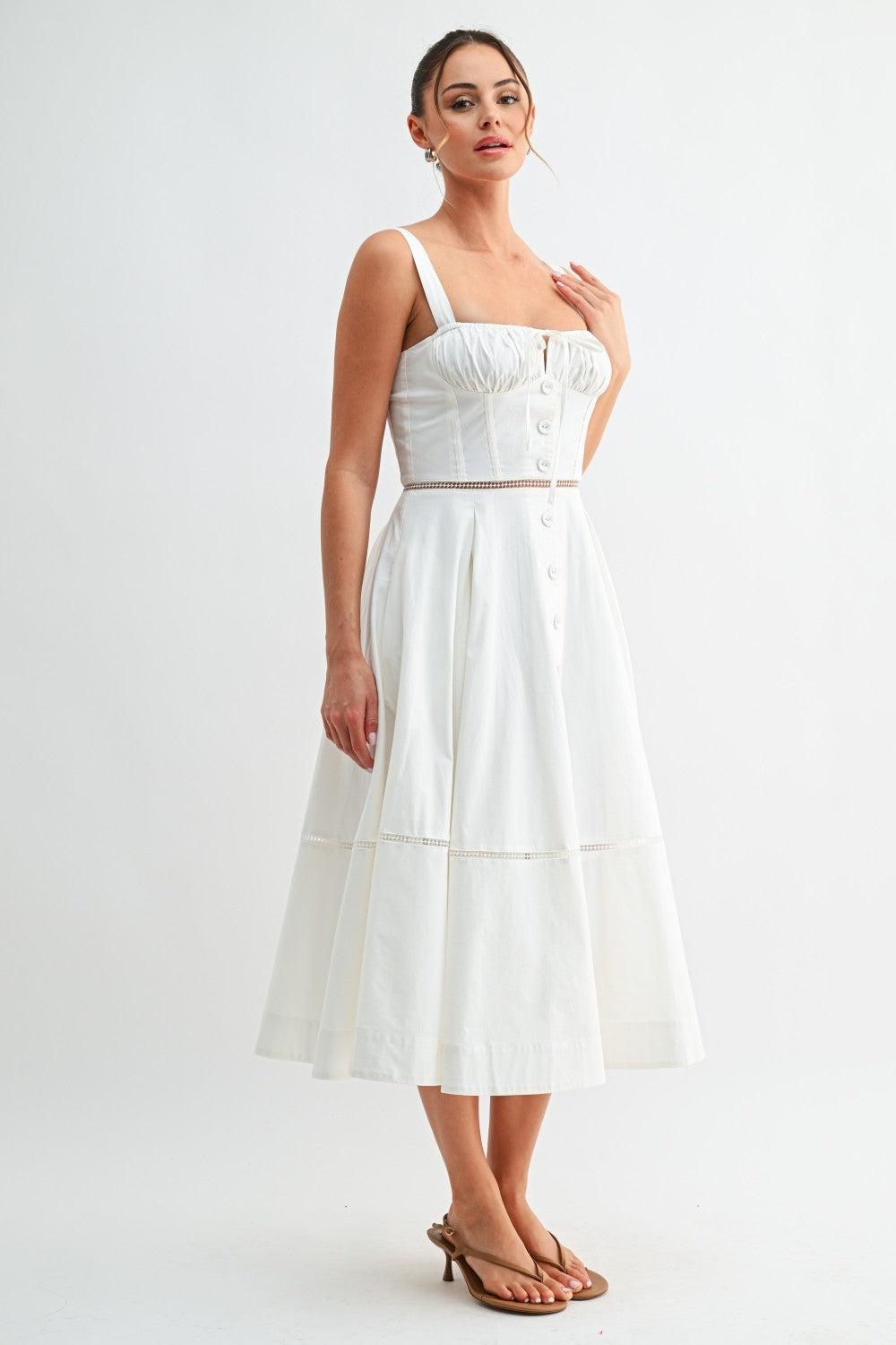 Ivory Corset Midi Dress