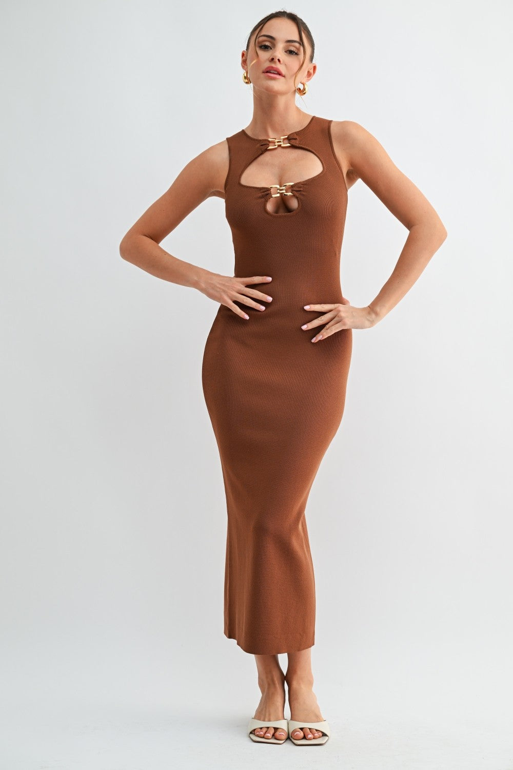 Sculpted Link Cutout Midi Dress