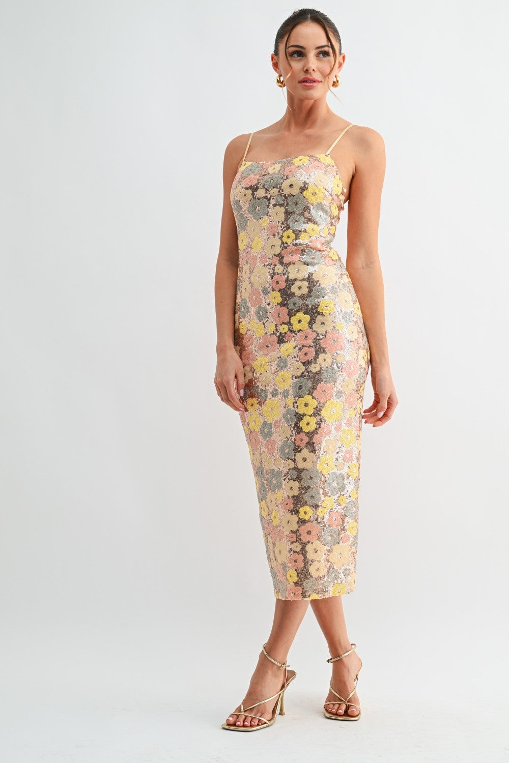 Garden Glow Sequin Midi Dress
