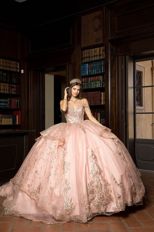 Off Shoulder Epaulets W/ Tulle Train