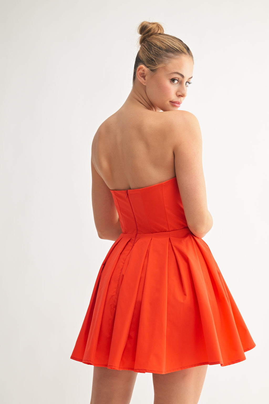Strapless Pleated Mini Dress