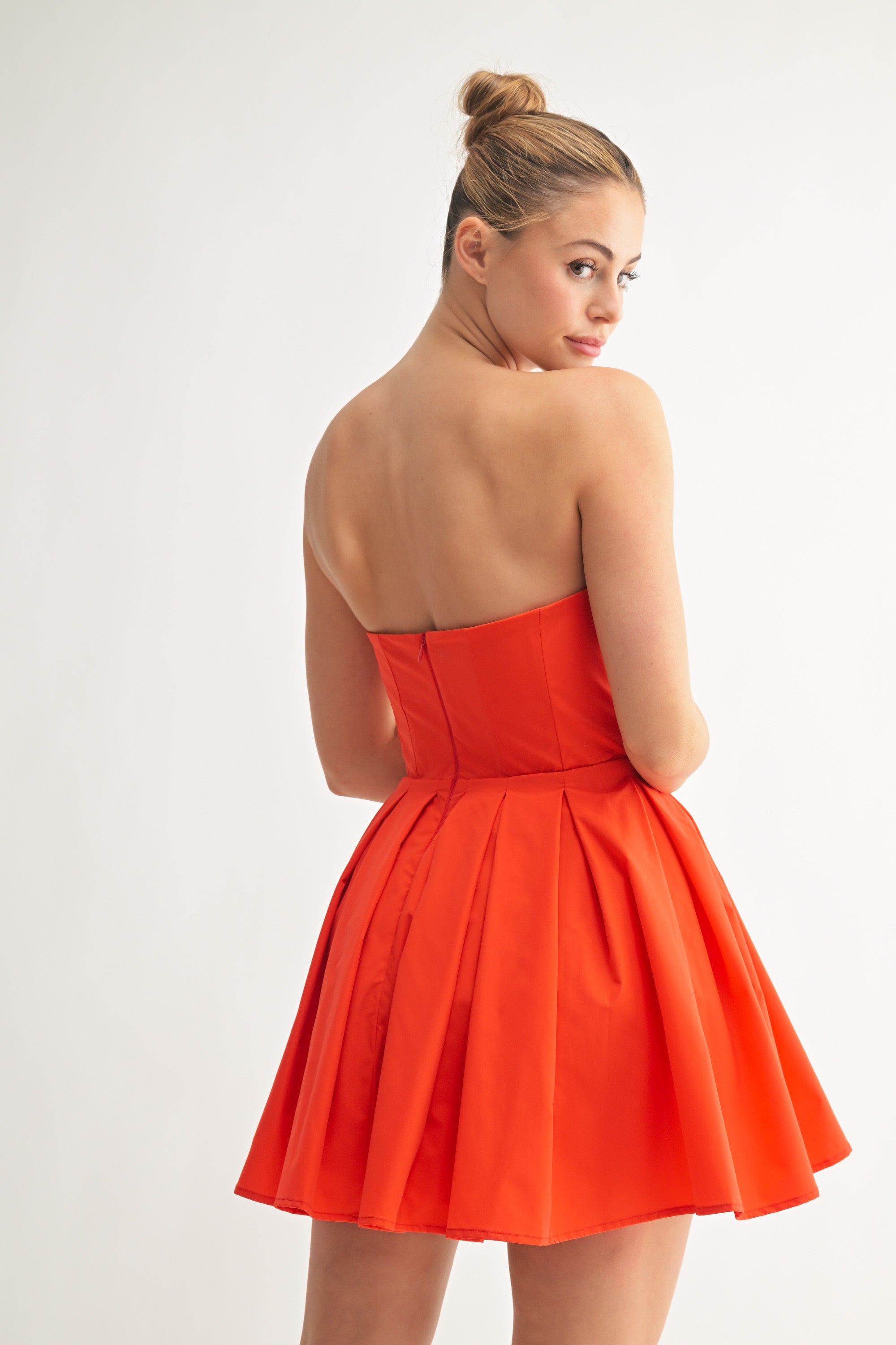 Strapless Pleated Mini Dress