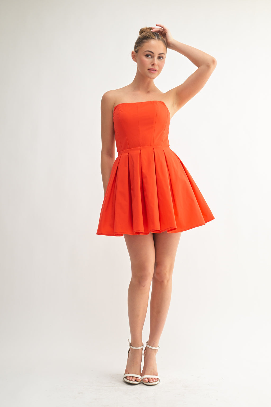 Strapless Pleated Mini Dress