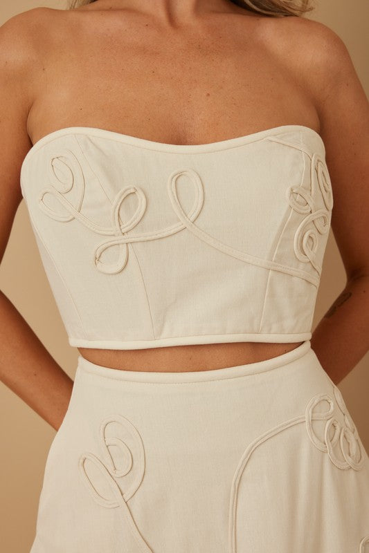 Linen Siwrl Top And Skirt Set