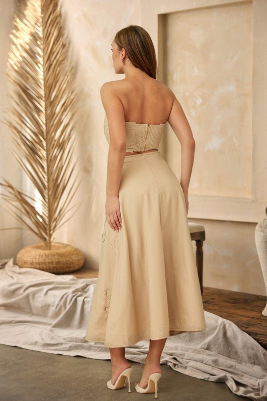 Linen Siwrl Top And Skirt Set