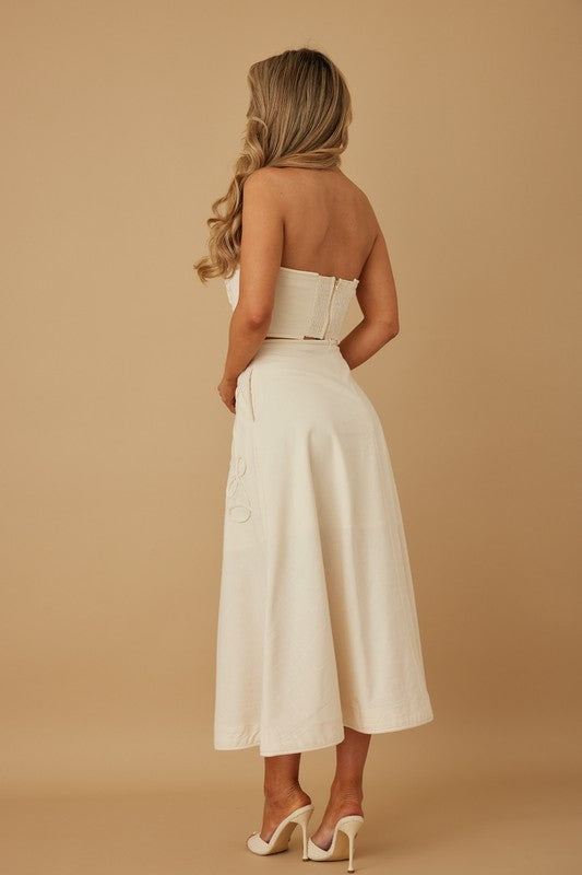 Linen Siwrl Top And Skirt Set