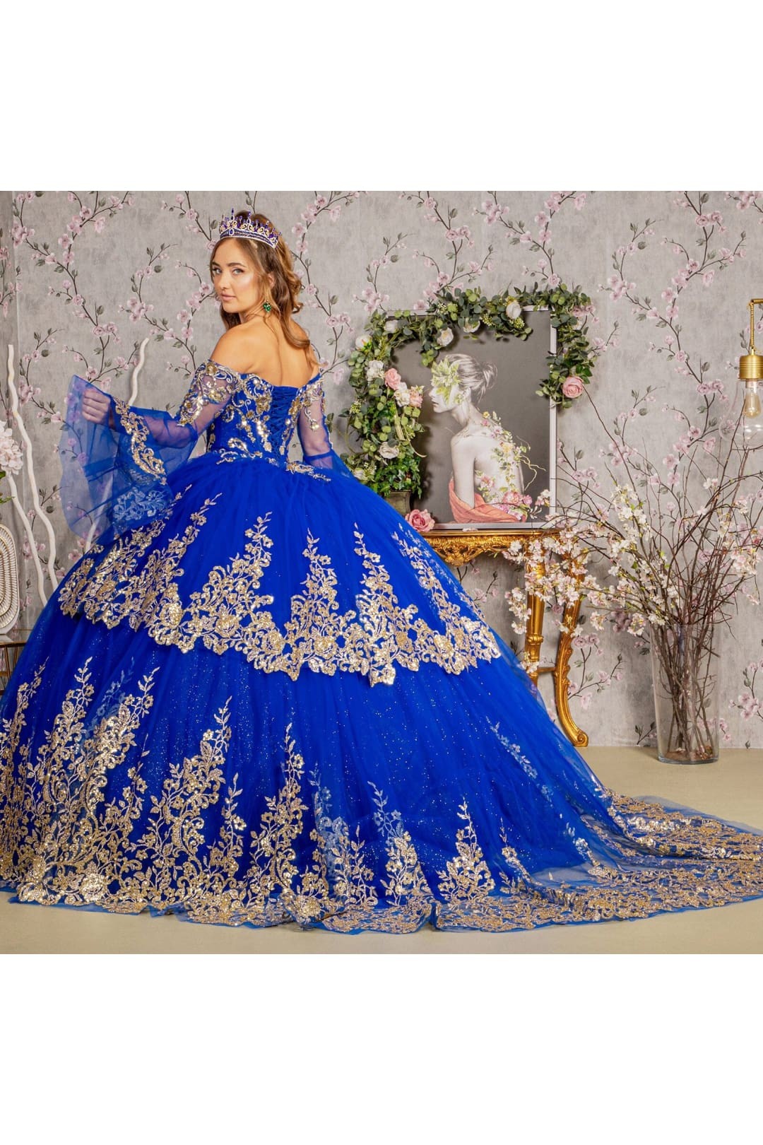 Long Sleeve Quince Ball Gown