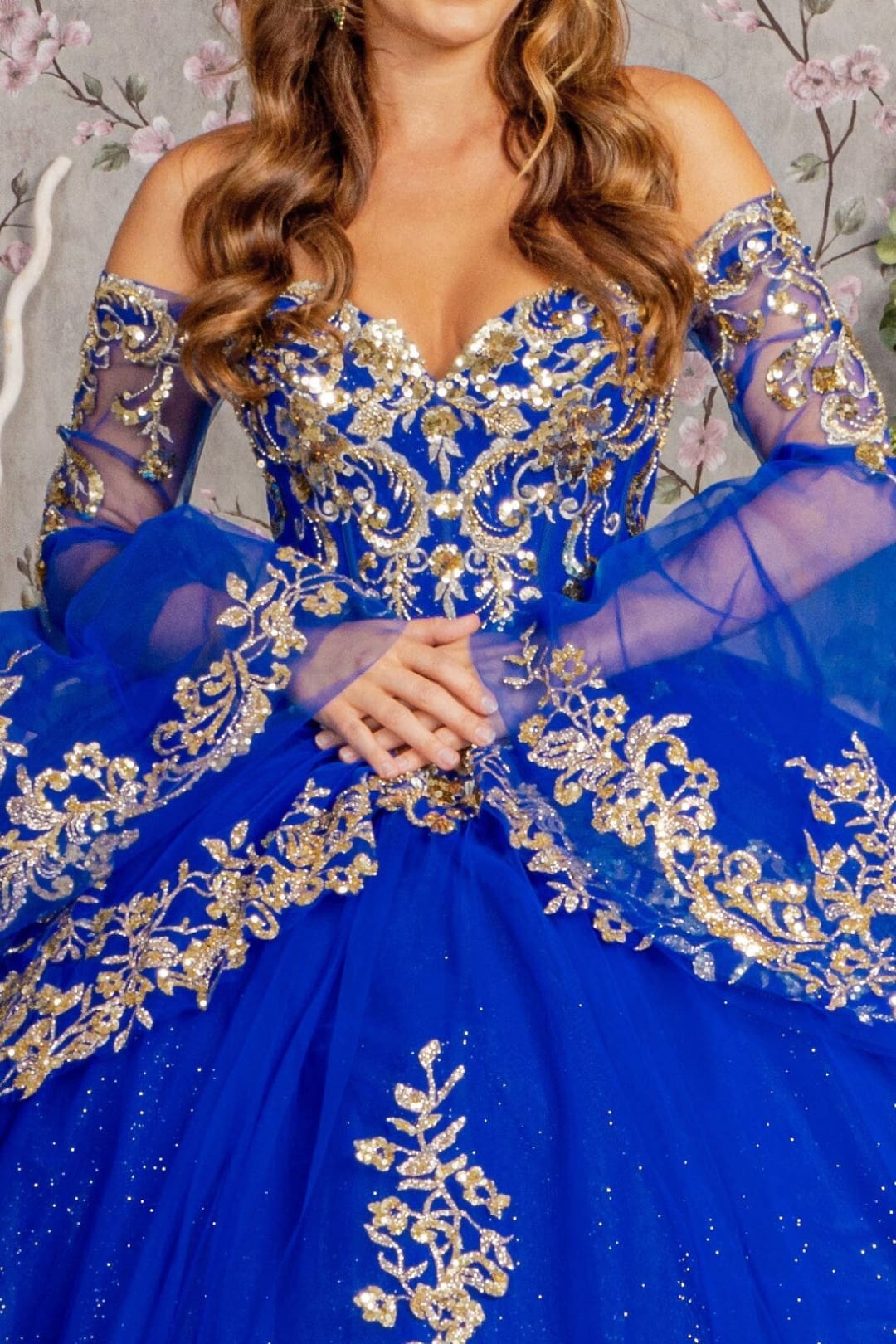 Long Sleeve Quince Ball Gown
