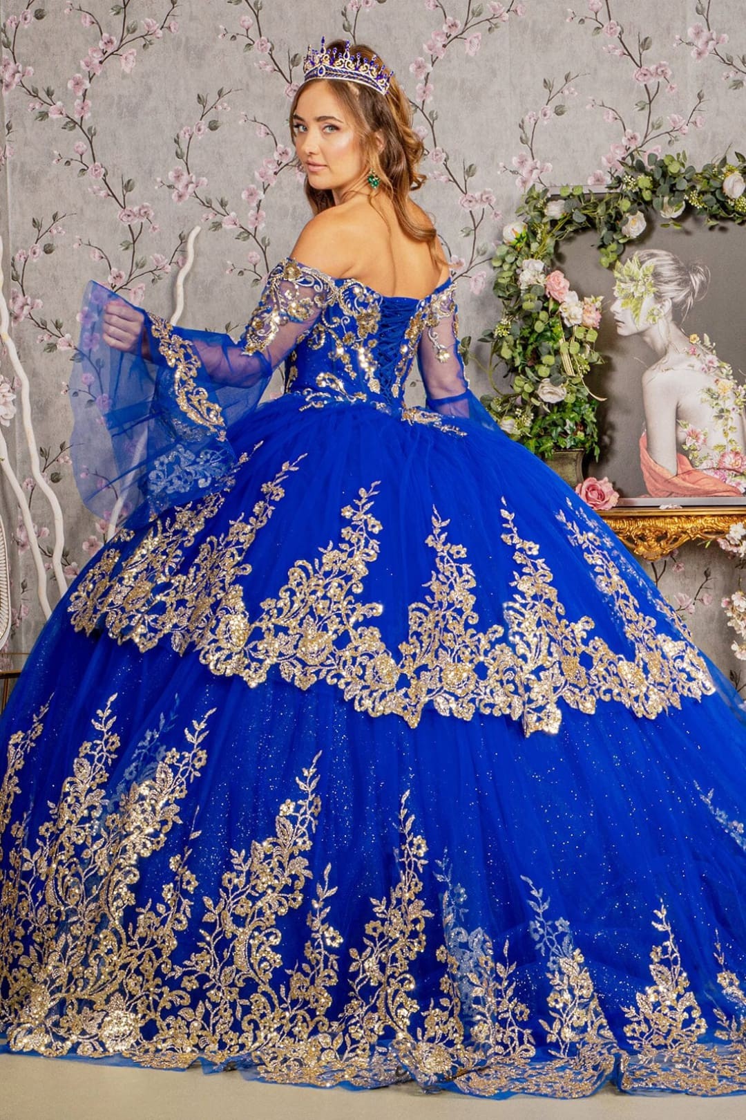 Long Sleeve Quince Ball Gown