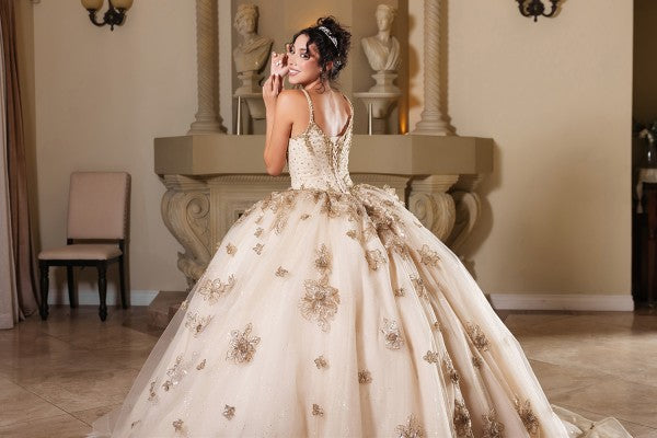 Quince Gown With Rhinestone Corset