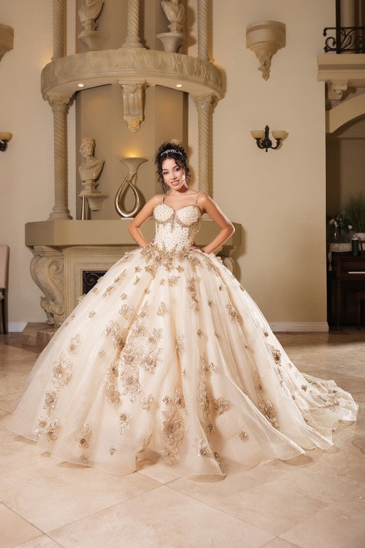 Quince Gown With Rhinestone Corset