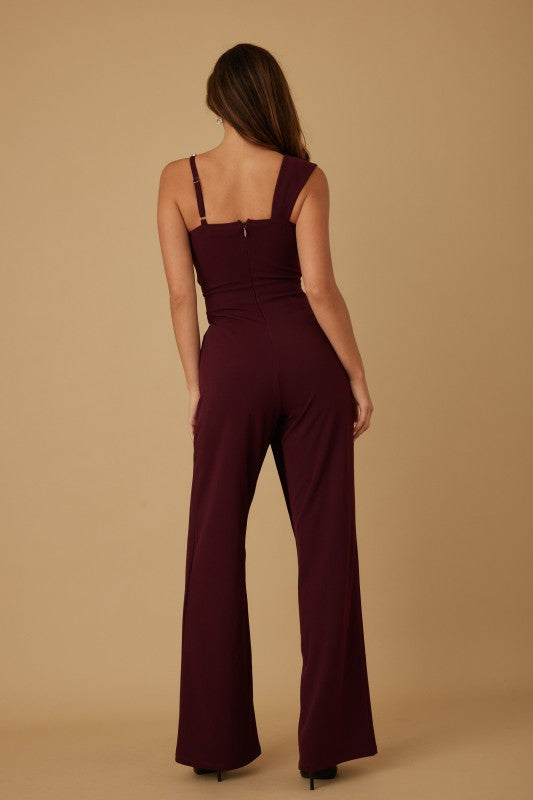 Open Slit Jewel Stone Detail Jumpsuit