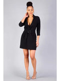 Stylish Front Twist Belted Shirt Dress