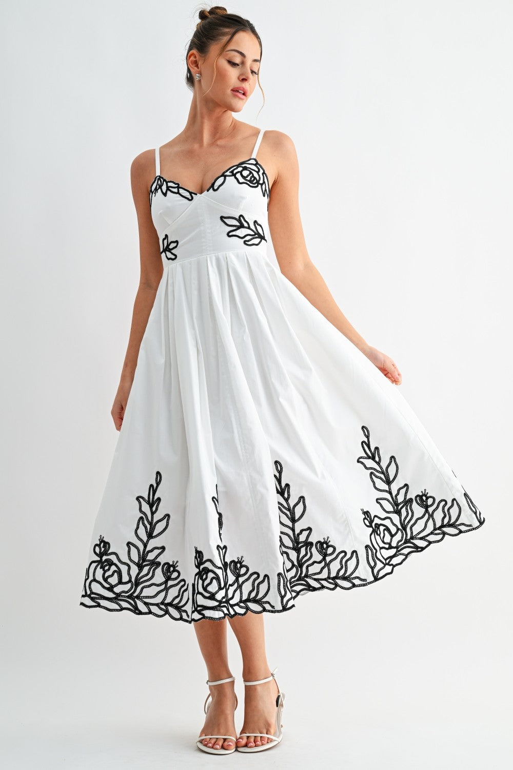 Floral Midi Dress Embroidered Floral Midi Dress