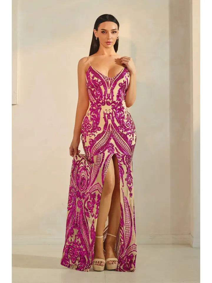 Sequins Pattern Maxi Dress