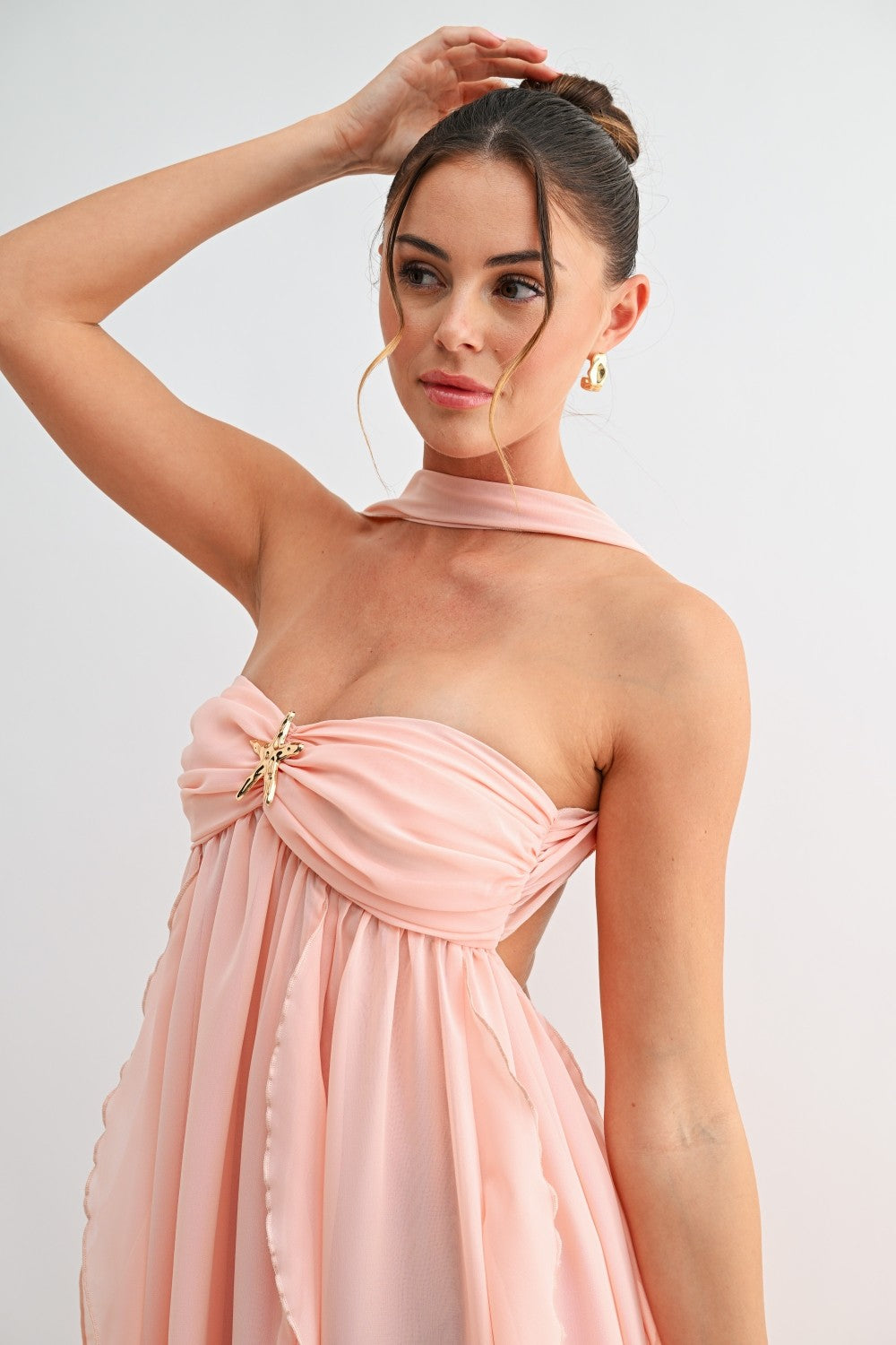 Halter Ruffle Maxi Dress