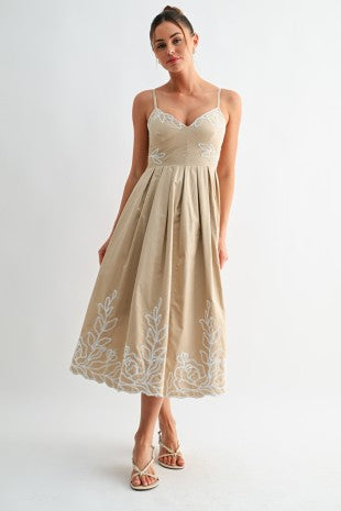 Floral Midi Dress Embroidered Floral Midi Dress