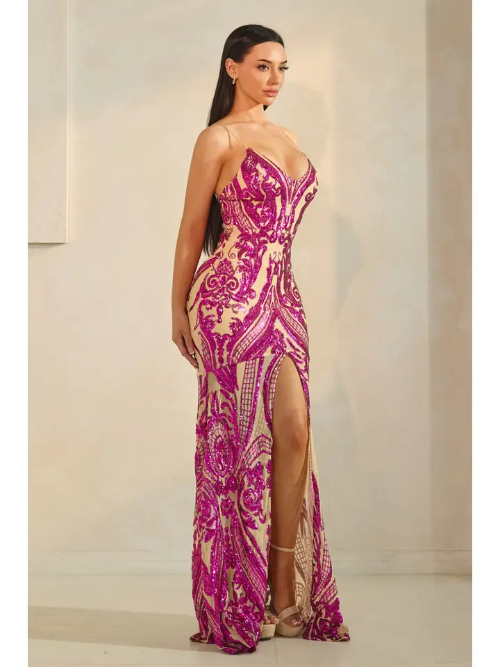 Sequins Pattern Maxi Dress