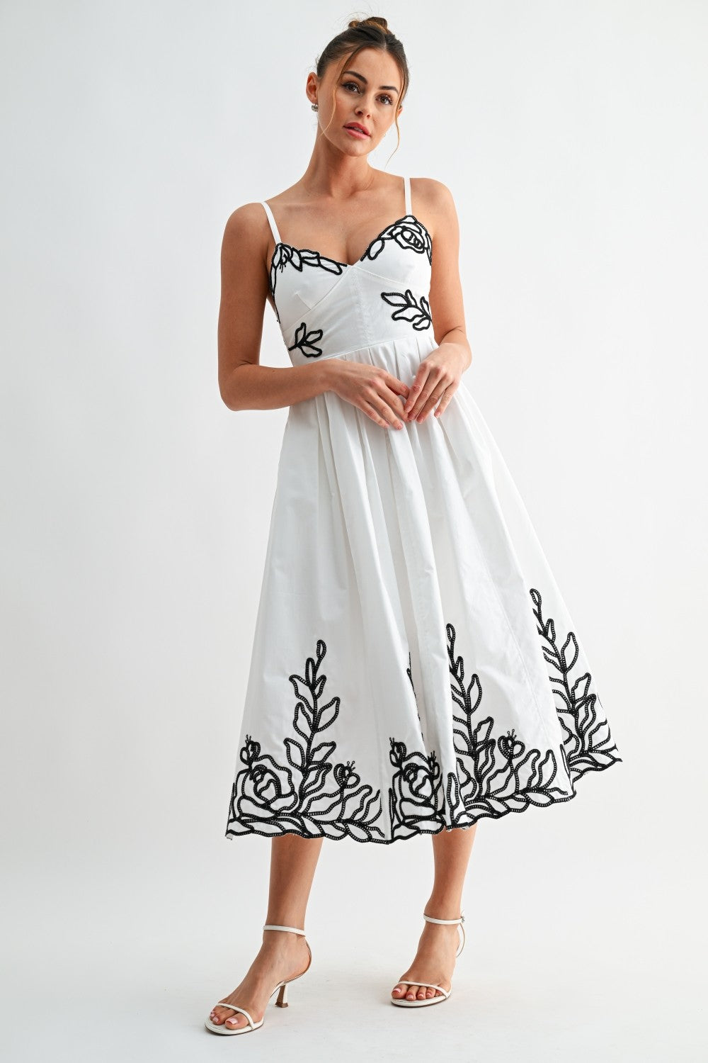 Floral Midi Dress Embroidered Floral Midi Dress