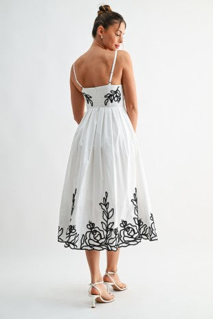 Floral Midi Dress Embroidered Floral Midi Dress