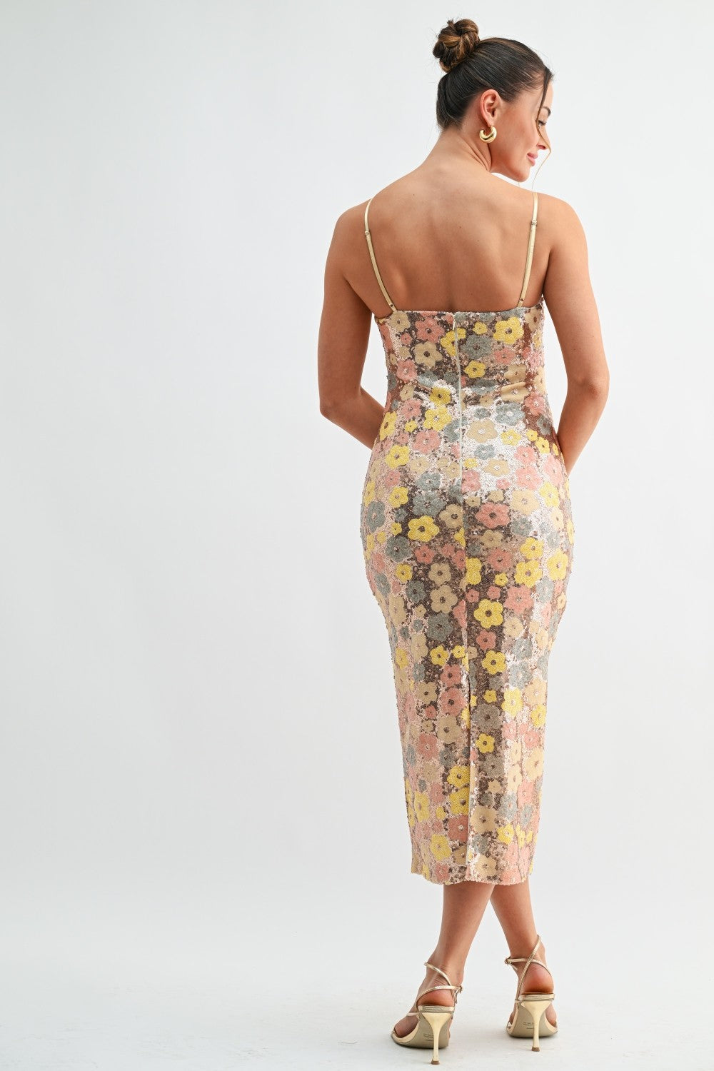 Garden Glow Sequin Midi Dress
