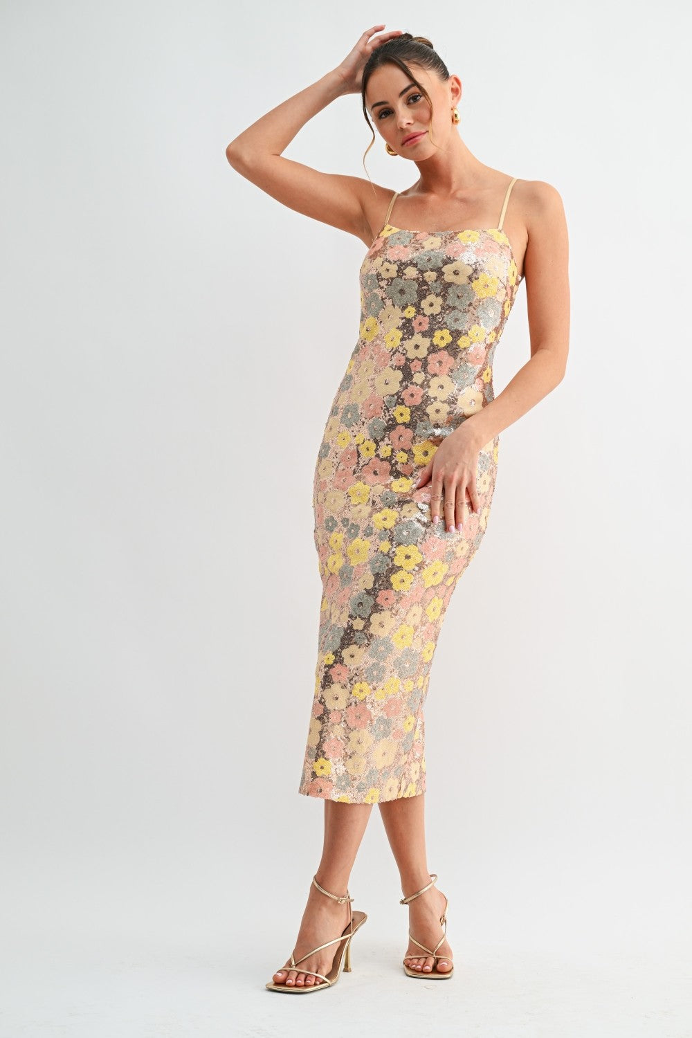 Garden Glow Sequin Midi Dress