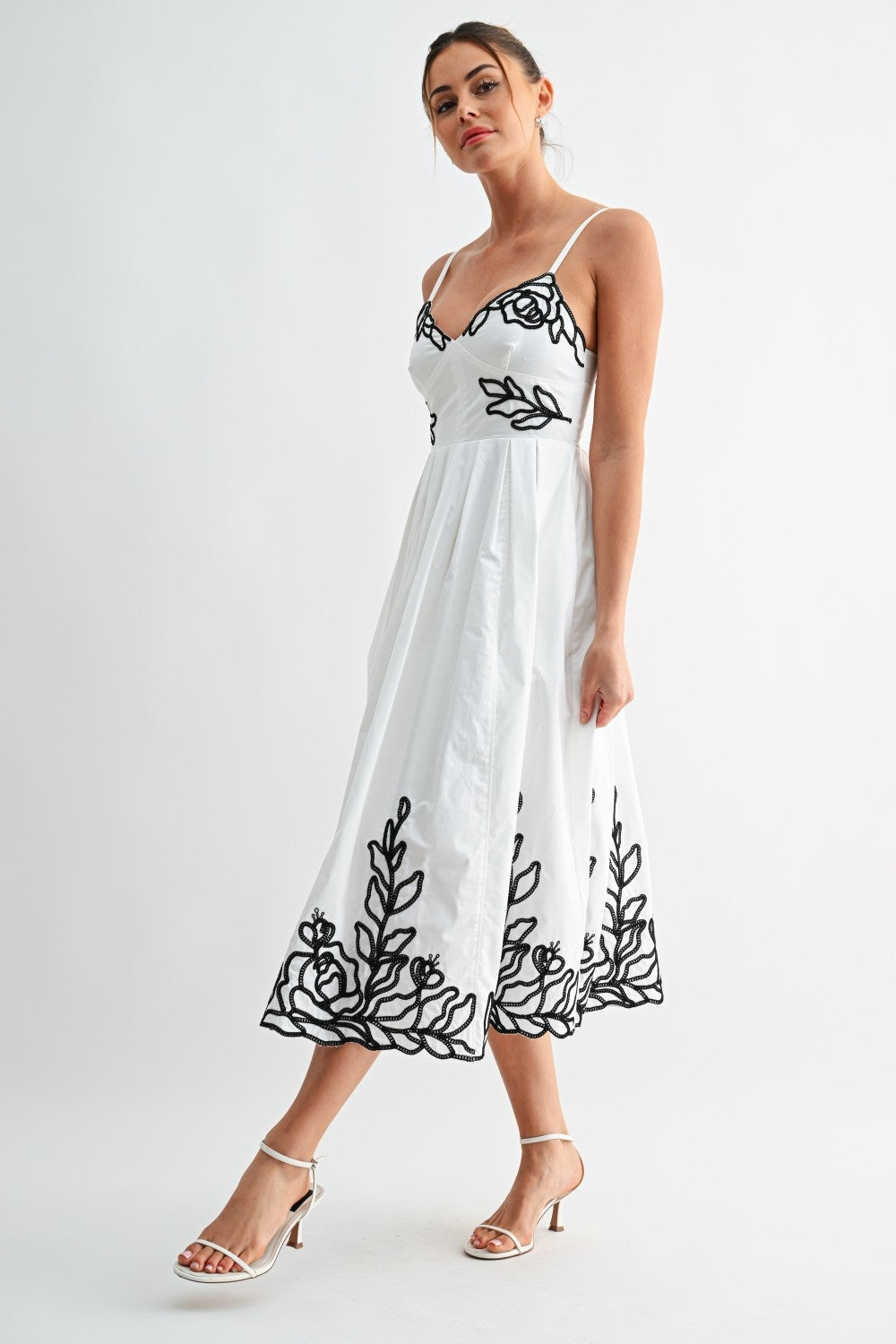 Floral Midi Dress Embroidered Floral Midi Dress
