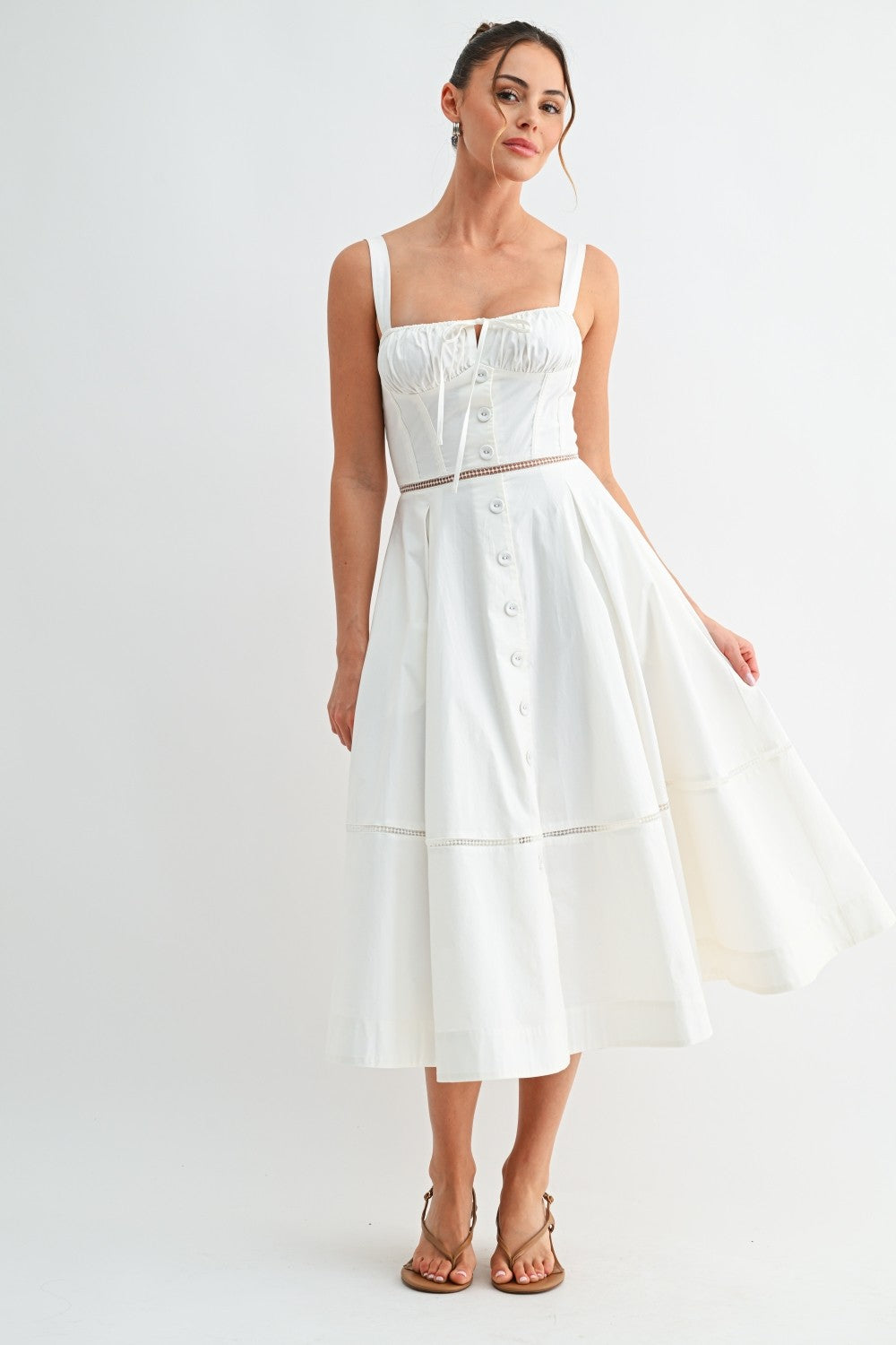 Ivory Corset Midi Dress