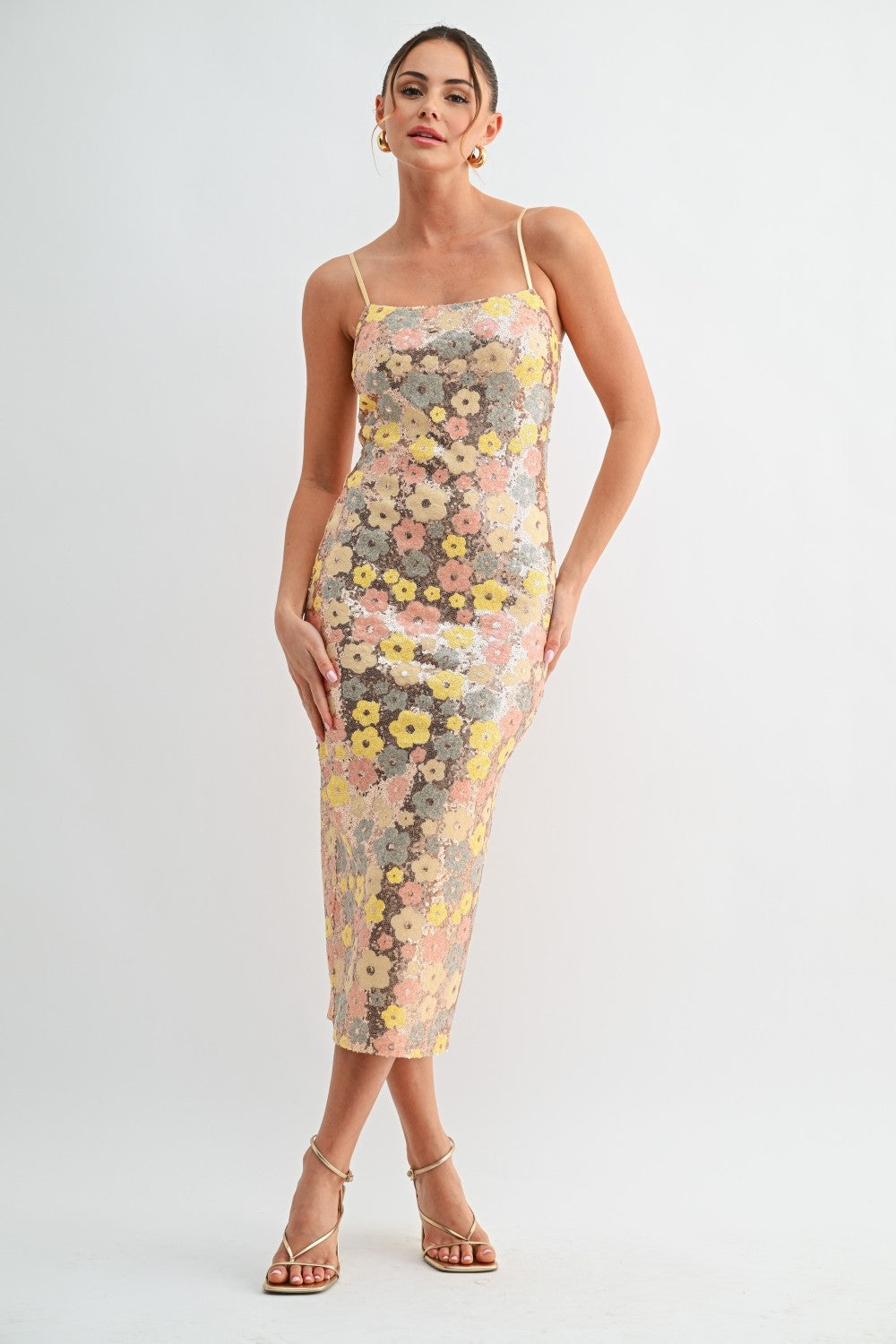 Garden Glow Sequin Midi Dress