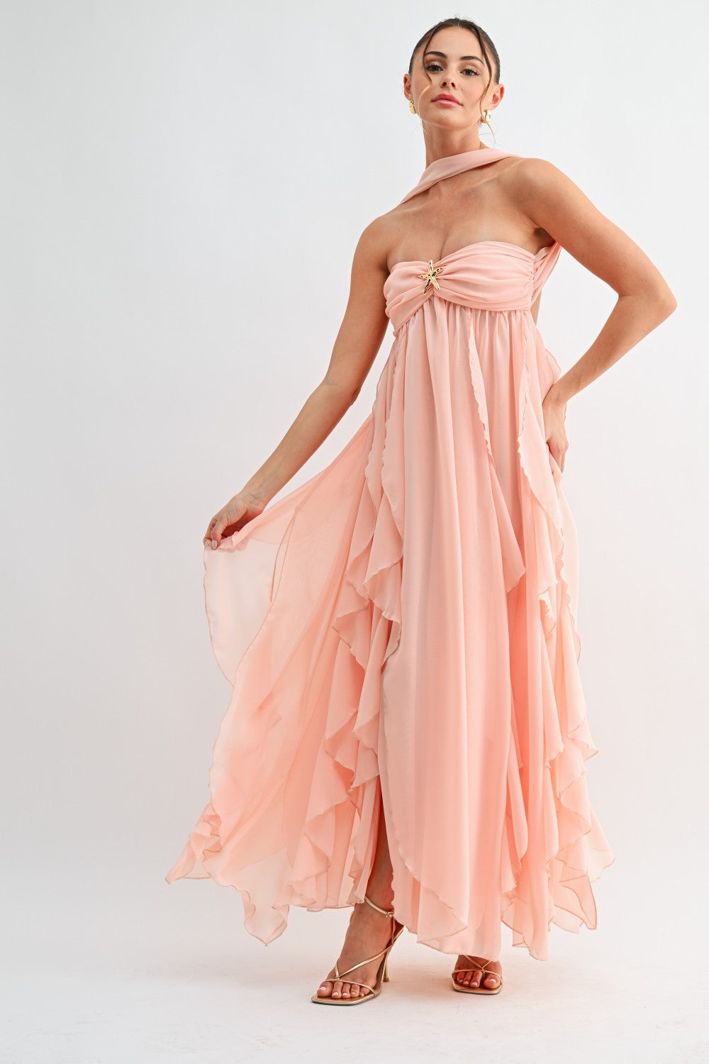 Halter Ruffle Maxi Dress