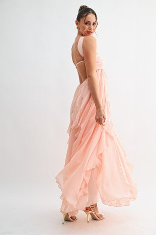Halter Ruffle Maxi Dress