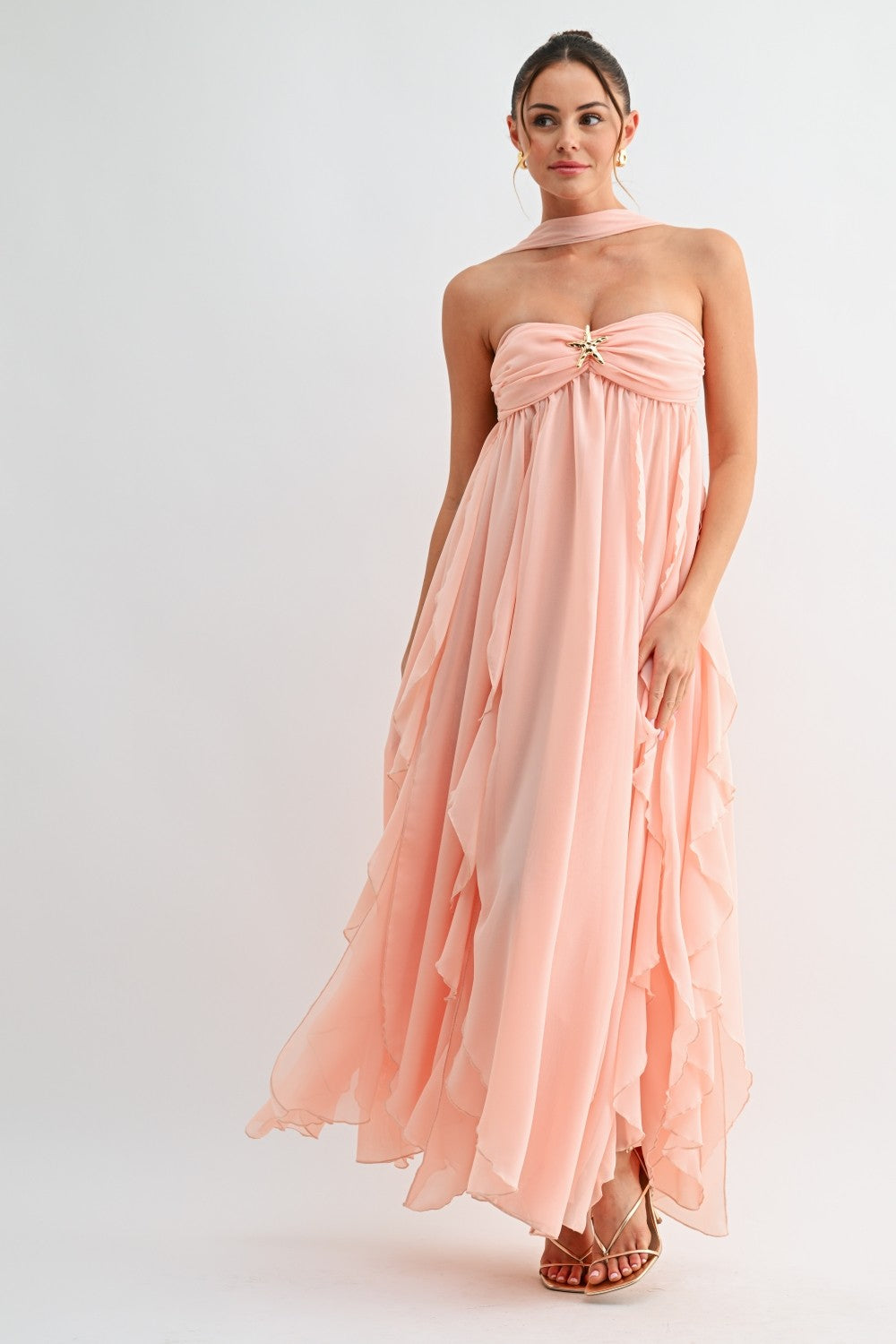 Halter Ruffle Maxi Dress